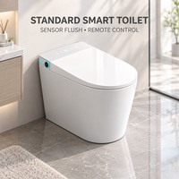 Toilet Pintar Satu Bagian Kompak dengan Sensor Siram, Kontrol Jarak Jauh, Pemanas Instan, Panel Kontrol Putih