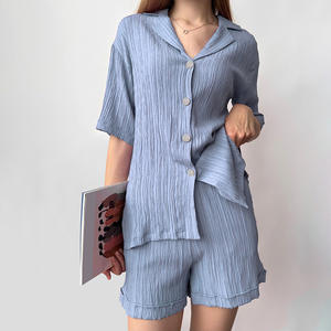 Robes kimono en mousseline personnalisée deux couches Vêtements de nuit pour femmes Ensembles de pyjamas imprimés deux pièces en coton, gaze/ - Product Image 4