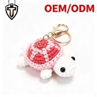 Porte-clés tortue en peluche au crochet, fait main, mini tortue mignonne, design anime doux, écologique, durable, poupée animal marin pour sac