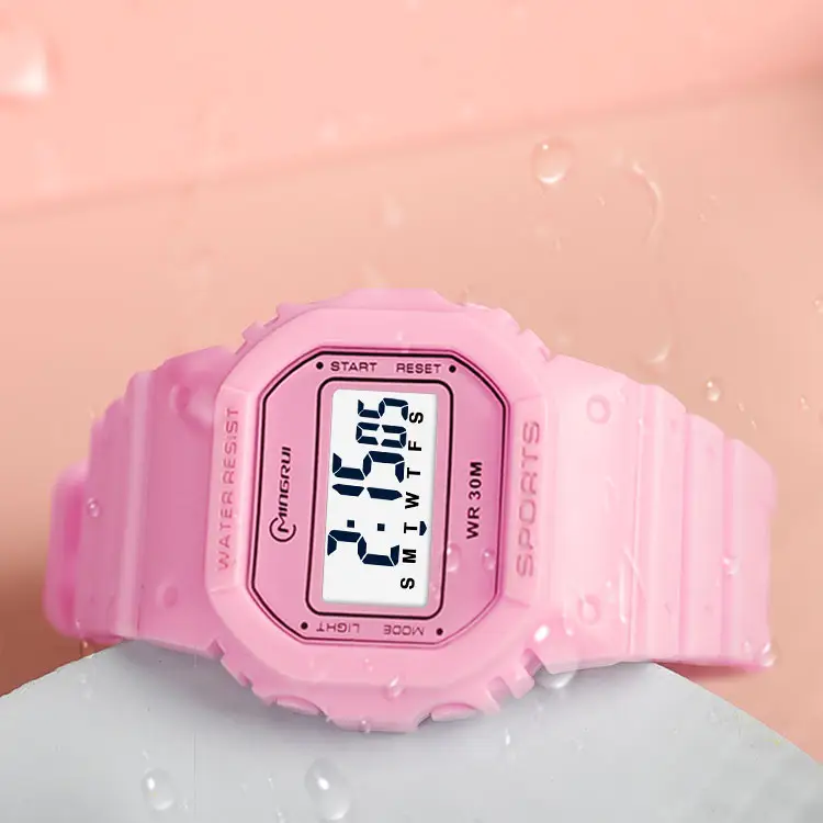 Mingrui Watch Simple Dial Digital Watch Fashion Sport Waterproof Luminous Hand Watch For Girls