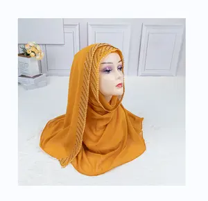 MS-2032 женский простой шифоновый шарф, однотонный шарф в хиджабе