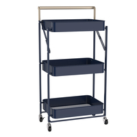Chariot de rangement utilitaire pliable à 3 niveaux, vente chaude, montage facile, chariot de rangement pour cuisine, salle de bain, salon
