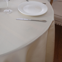 Nappe de fête personnalisée de couleur blanche Linge de maison Tissu en polyester Nappes de mariage rondes de 120 pouces pour les événements