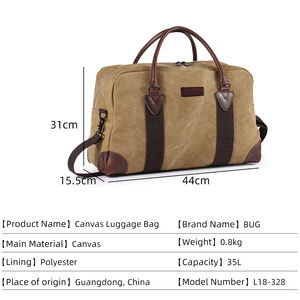 Sac de voyage week-end pour homme en toile vintage léger personnalisé, grande capacité, pliable, marque privée, unisexe, voyage d'affaires, fermeture éclair - Product Image 3