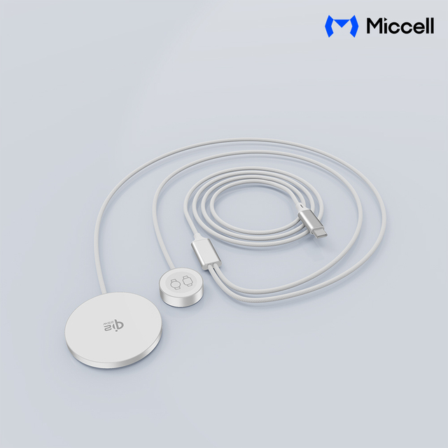 Miccell Wholesale OEM Ultra-thin Qi2.2 Wireless Charger 25W 3 in 1 Magnetic Fast Charging Magnetic for Iphone,smart Watch,earbud