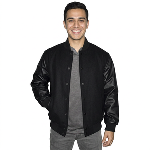 Custom <b>High</b> Quality Wool Body Genuine <b>Leather</b> Sleeves Letterman Bomber jacket for men Available CollegeBaseballjacket for men - Product Image 1