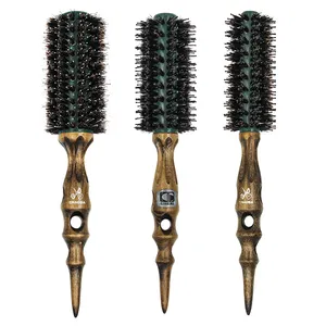 Hair Hairbrush With Boar Bristles Nylon Mix and Wooden Handle Round Styling Brushes Boar Bristle Brush