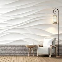 Papier peint mural 3D stéréo ondulé en relief, texture velours satinée, nature morte blanc pur, minimaliste moderne pour tête de lit de chambre
