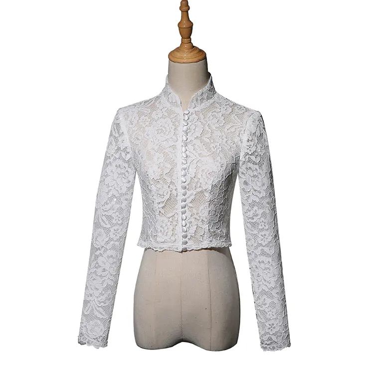 Feishiluo Lange Mouwen Kant Borduurwerk Bruiloft Accessoires Bridal Bolero Jacket Voor Bruiden