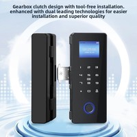 Porte en verre intelligente avec lecteur d'empreintes digitales, code, reconnaissance faciale, carte, serrure à glissière simple/double ouverture, sans perçage, pour bureau et magasin