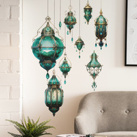 Ramadan islamique musulman Eid Mubarak décorations lanterne lune étoile fleur fenêtre décalcomanie pour maison salon chambre papier peint