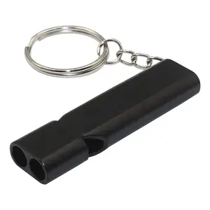 Plastic Whistle Dual Tube High Frequency Survival Emergency Whistle Aluminum Alloy Metal Whistle Keychain