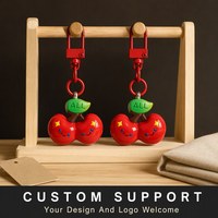 Vente en gros de pendentifs porte-clés magnétiques personnalisés en résine, motif paires de cerises, style dessin animé, fruits mignons, pour cadeaux en gros et accessoires de porte-clés