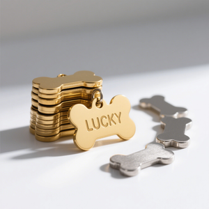 Tùy Chỉnh Brass Thép Không Gỉ Xương Hình Dạng Con Chó Tag Cá Nhân Khắc Bền Động Vật Mặt Dây Chuyền Vật Nuôi Phụ Kiện Pet ID Tag - Product Image 3