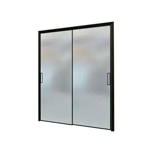 Pintu geser kaca tempered lapisan ganda paduan aluminium yang sangat sempit untuk studi dalam ruangan, ruang tamu, dapur, kamar mandi