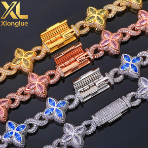 Four-leaf Clover Zircon 8-character Cuban <b>Bracelet</b> Hip-hop Unisex Trend Jewelry Tanjing Fashion Lijing Necklace <b>Copper</b> Alloy - Product Image 6