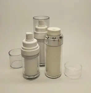 Cosmético blanco acrílico plástico redondo 50ml diseño de lujo botellas cosméticas vacías botella de loción personalizada Shanghai bropack