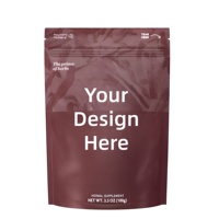 Op maat gemaakte bedrukte matte stand-up pouch met hersluitbare ritssluiting, recycleerbare voedselveilige zak voor verpakking van kruidensupplementen in poedervorm