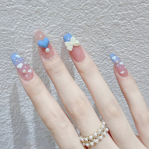 <span class=keywords><strong>Uñas</strong></span> <span class=keywords><strong>Postizas</strong></span> de Color Azul Degradado de Ensueño, <span class=keywords><strong>Uñas</strong></span> <span class=keywords><strong>Postizas</strong></span> Largas <span class=keywords><strong>con</strong></span> Diseño de Nubes y Detalles en 3D, <span class=keywords><strong>Uñas</strong></span> Adhesivas Reutilizables - Product Image 1