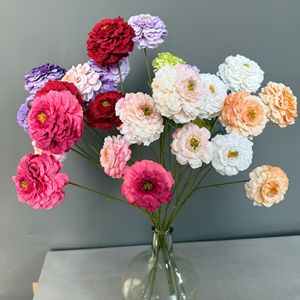 Fleurs artificielles de pivoine Jinxi en soie, décorations de mariage, 3 têtes, design Koi, accessoires de photographie en extérieur, décoration intérieure - Product Image 1