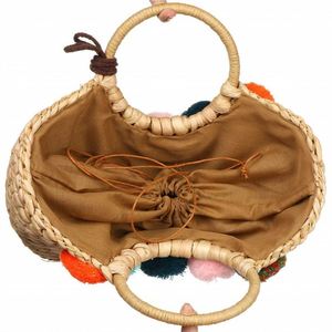 Bolsos de Coco con Asa Larga, Bolsos de Paja Trenzada con Diseño de Chevrons, Bolsos de Mano Tejidos de Plástico Mexicano - Product Image 3