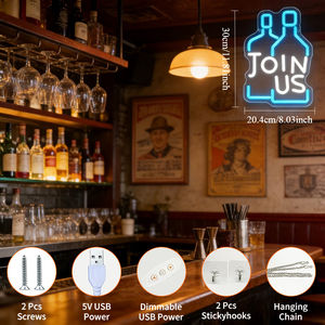 Letrero Luminoso LED 'JOIN US', Luz Acrílica USB Regulable para Decoración de Fiestas y Espacios Comunitarios - Product Image 2
