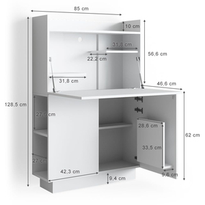 Factory Direct Portable Modern <span class=keywords><strong>Slim</strong></span> Multifunktion aler Holzklapp-Sekretär für Jugendliche - Product Image 6
