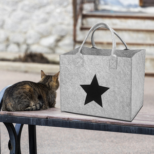 Bolsa de Fieltro Ligera con Logotipo Personalizado, Diseño de Estrella Negra, Ecológica, Reutilizable, para Compras, Regalos para Mujeres y Niños, Portátil y Abierta - Product Image 6