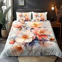 Parure de lit 3 pièces en microfibre imprimée 3D 5D florale numérique, taille King US/UK