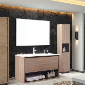 Mueble de Baño con Espejo y Lavabo, Diseño Impermeable, Rectangular, con Acabado Lacado para Vidrio, Madera Contrachapada, Diseño/Color Personalizado - Product Image 1