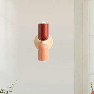 Lampe murale de style nordique minimaliste moderne et élégante à double tête en verre pour villa, couloir, salle de séjour, chambre à coucher, décoration d'arrière-plan - Product Image 1