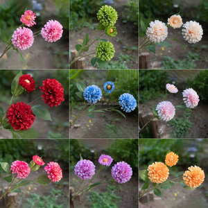 Haute Qualité 3 Têtes Soie Artificielle <span class=keywords><strong>Fuchsia</strong></span> Blush Rose Dahlia <span class=keywords><strong>Fleurs</strong></span> pour Décor De Mariage - Product Image 6
