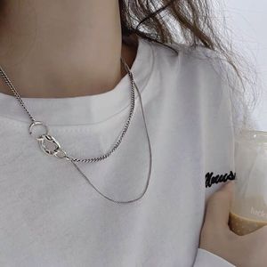 S925 Silver Geometric Double <b>Ring</b> <b>Necklace</b> Chain 40.5cm Fashion Sweater Chain - Product Image 1