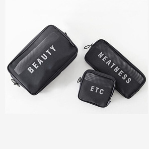 Set de Bolsas de Malla para Cosméticos, Organizador Portátil de Viaje para Belleza y Artículos Diversos, Bolsas Negras para Almacenamiento de Maquillaje - Product Image 1