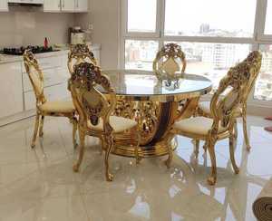 Juego de Comedor Redondo de Madera de Teca Antigua de Primera Calidad, Estilo Real, 6 Plazas, Muebles de Comedor de Lujo - Product Image 2