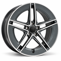 Jantes forgées 6061-T6 à cinq branches, finition usinée gris anthracite, concaves peu profondes, 18-22 pouces, 5x112 5x114.3 pour BMW Audi Mercedes-Benz