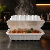 Kotak Makan Bento 3 Sekat Busa Putih Sekali Pakai Murah, Wadah Makanan Berinsulasi Polistirena Food Grade, Dapat Ditumpuk