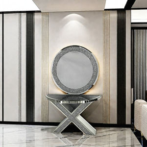 Foshan nuovo buon arredamento di lusso moderno Design europeo MDF semicerchio Console a specchio tavolo casa soggiorno sala Versatile - Product Image 1