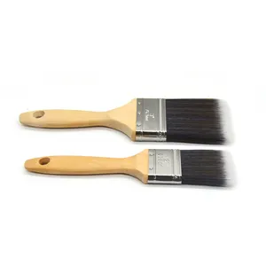 Wooden Handle Cut Sash Oval Shoulder Round End Synthetic 3in Paint Brush