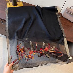 Sciarpa in <span class=keywords><strong>tulle</strong></span> trasparente best-seller del Bangladesh, nuova collezione primavera 2026, elegante foulard lungo in seta con ricami floreali da donna per matrimoni - Product Image 5