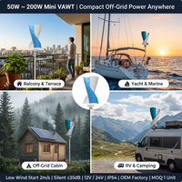 Éolienne à axe vertical mini 50W 100W 200W 12V 24V, démarrage à faible vitesse du vent, silencieuse, pour balcon, bateau, cabine, hors réseau, OEM