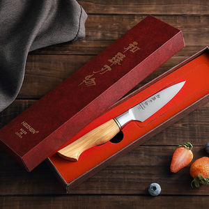 Couteau d'office de cuisine fait main Sandvik <span class=keywords><strong>14C28N</strong></span> en <span class=keywords><strong>acier</strong></span> au carbone avec manche en bois d'olivier - Product Image 5