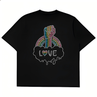 Transfert thermocollant personnalisé avec motif « Pride Love » en strass pour vêtements et t-shirts