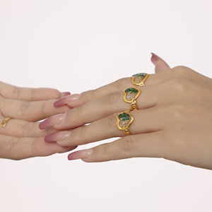 New thép không gỉ Màu men nhựa khô Hoa Tình Yêu mở vòng điều chỉnh - Product Image 6