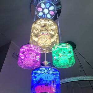 โคมไฟระย้าโครเมียมแอลอีดีทันสมัยสำหรับห้องอาหาร2025โคมไฟแก้ว RGB ปรับความสูงได้ขนาดเล็กแขวนทรงยาว - Product Image 1