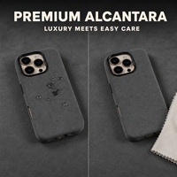 Coque de téléphone mobile Iphone 15 Pro en Alcantara italien authentique, entièrement recouverte, découpée avec précision au laser, aimant puissant, service OEM/ODM