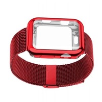 Bracelet milanais en acier inoxydable + boucle de boîtier pour Apple watch