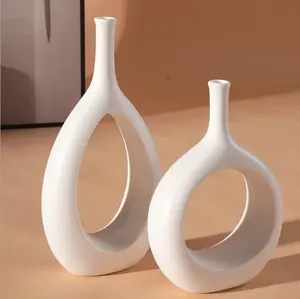 Toptan beyaz donut vazo seramik dekoratif vazo çin seramik vazolar masa