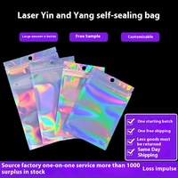 En Stock Yin Yang Os Laser Emballage Sac BOPP Auto-scellant pour Bijoux Câble de Données Téléphone Cas Cadeau Premium Os Forme Conception