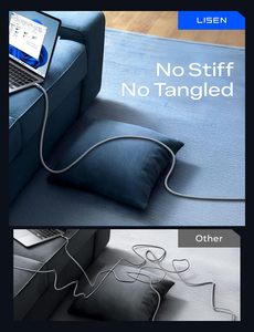 LISEN 3 Meter Langes USB-C Stromkabel Langlebiges Silikon Schnellladekabel für Mobiltelefon-Zubehör Shop iPhone 17 16 15 14 - Product Image 6